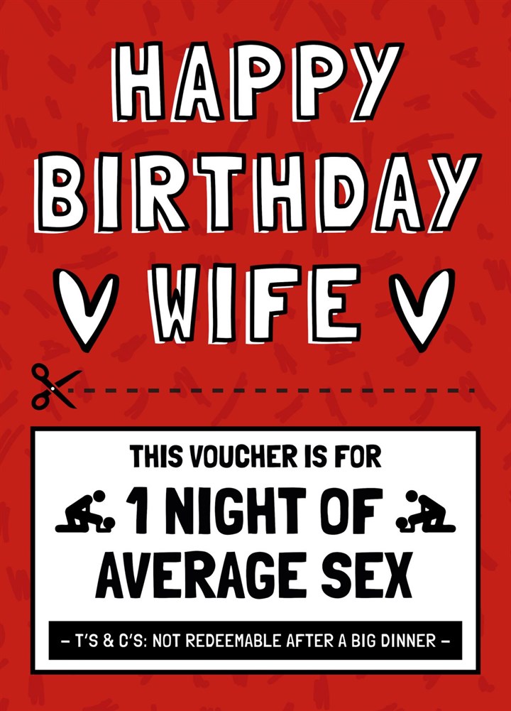 Funny Average Sex Voucher Wife Birthday Card