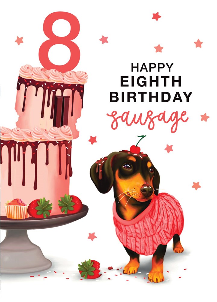 8th Sausage Dog Birthday Card