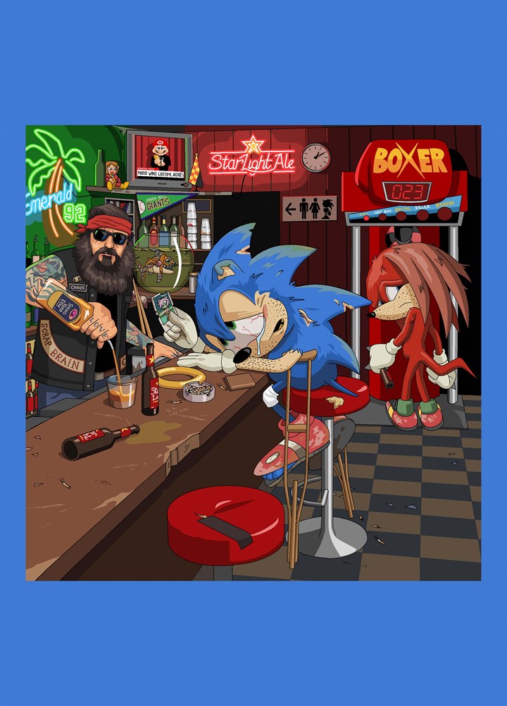 Washed Up Sonic Card