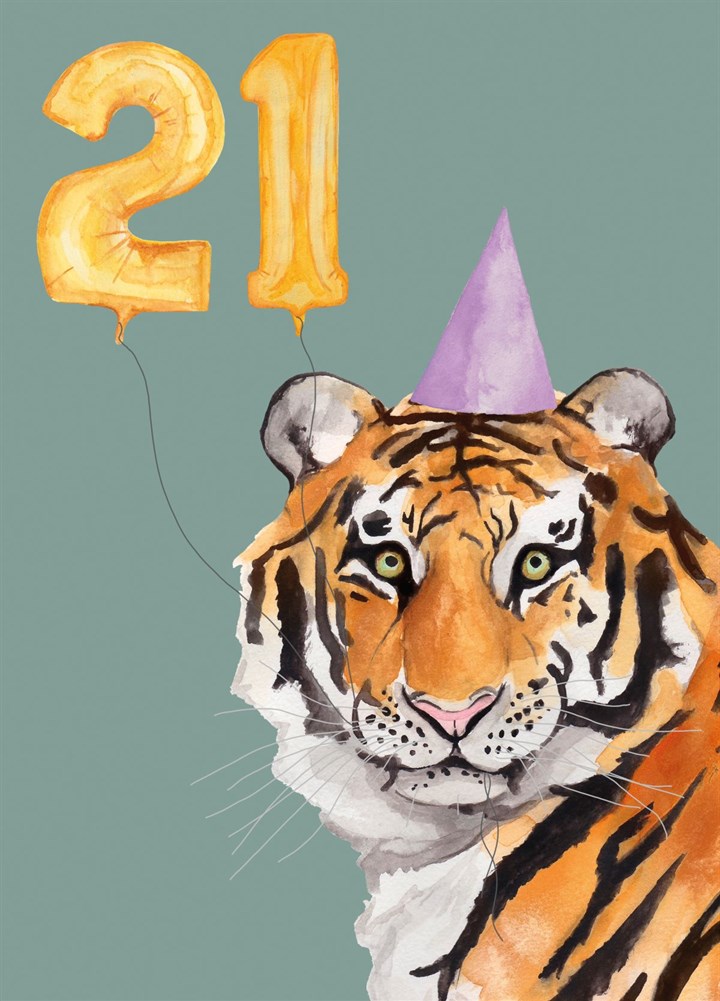 Tiger 21st Birthday Card