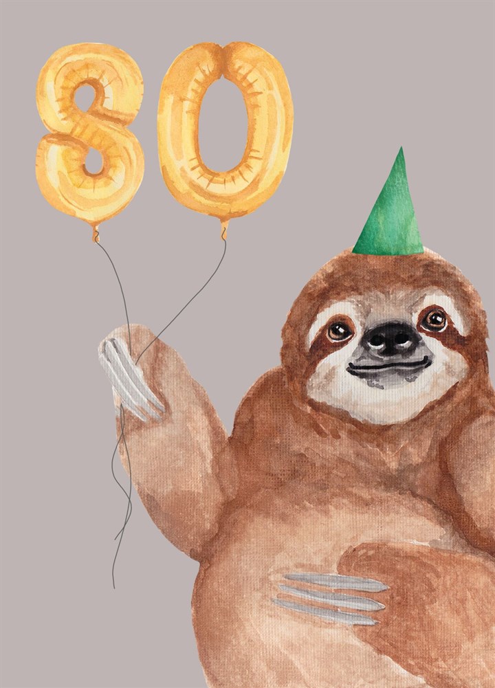 Sloth 80th Birthday Card