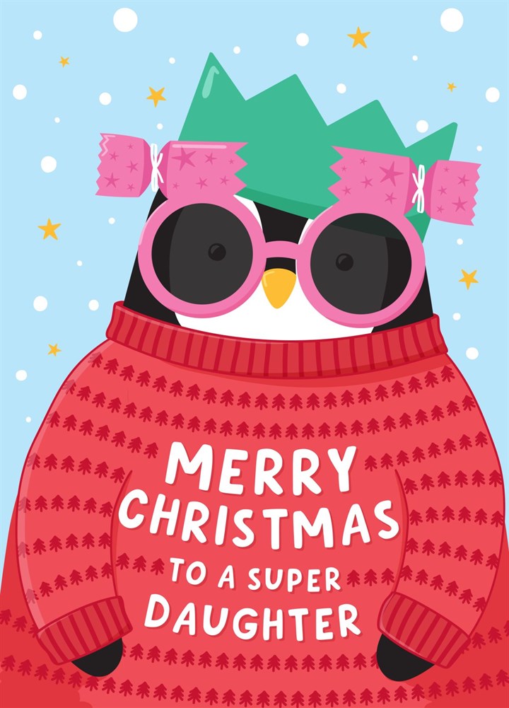 Funny Penguin Christmas Card For Daughter
