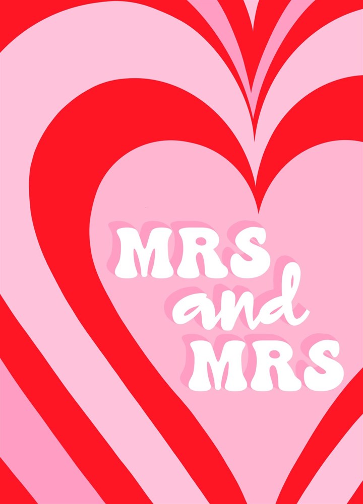 Mrs And Mrs Wedding Hearts Card
