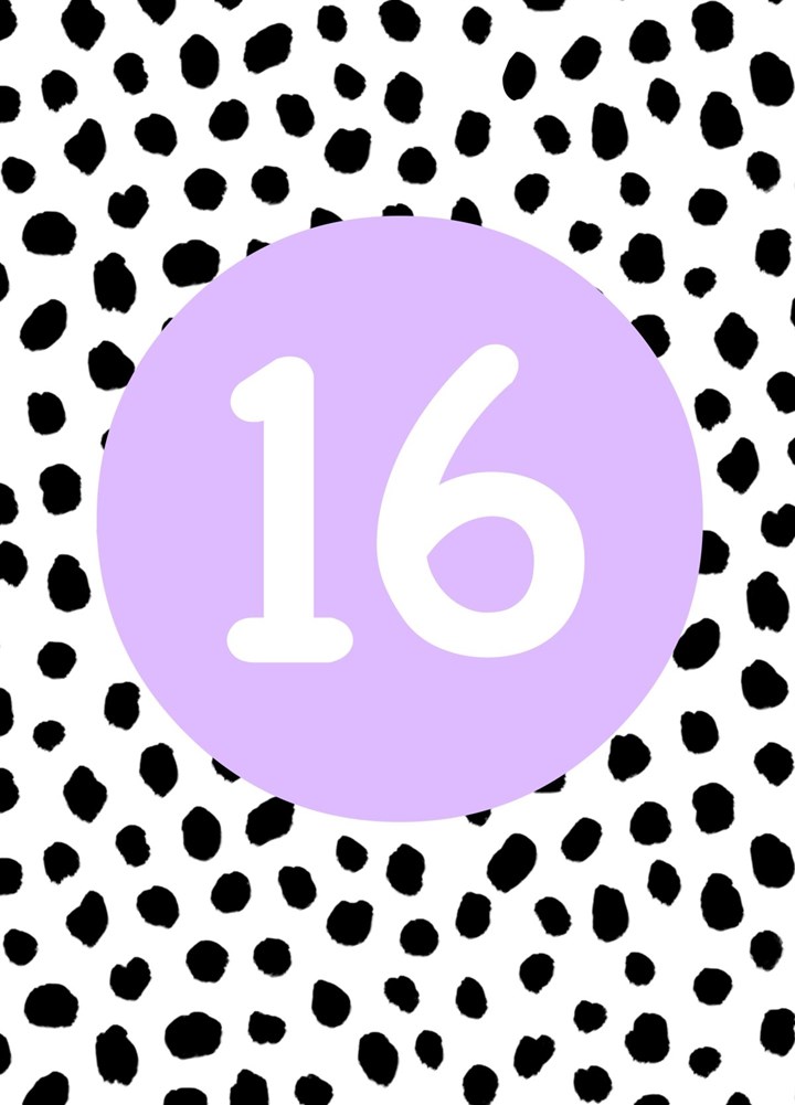 16th Birthday Dotty Purple Card