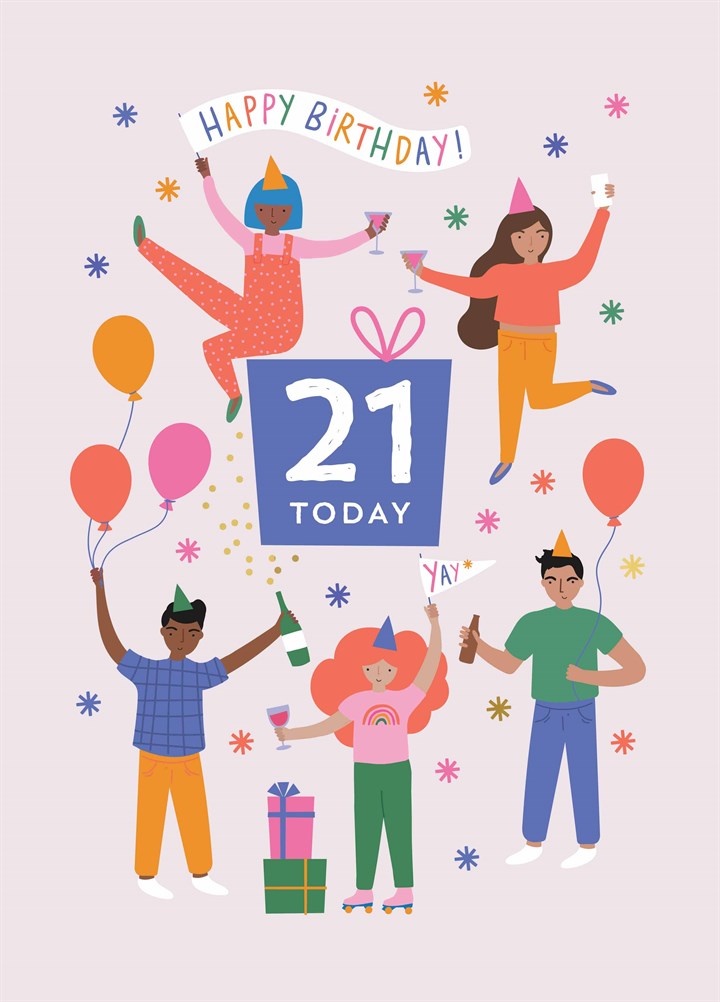21 Today Party People Birthday Card