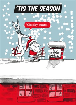 Send this cheekily illustrated festive cartoon card to a friend or loved one this Christmas to give them a mince pie filled giggle.