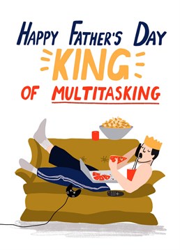 Make your dad smile and tell him he is a multitasking hero with this funny Father's Day card.
