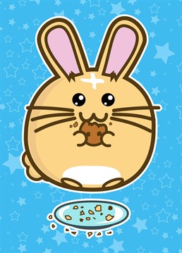 Gift this Birthday card to a friend that loves rabbits and cookies! So pretty much anyone!! A Birthday card designed by Fuzzballs.