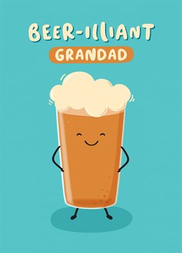 A funny card for a brilliant Grandad who loves beer! A fun card with a pun, perfect to gift from the grandchildren for Grandad's birthday or Father's Day. Designed by Macie Dot Doodles.