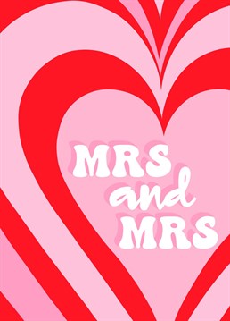 Celebrate the happy couple's special wedding day with this cute pink and red heart design giving on trend 60's vibes!
