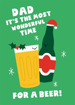 Cheers to that! Wish your beer-loving dad an over-indulgent Christmas of fun and merriment with this punny Scribbler card.