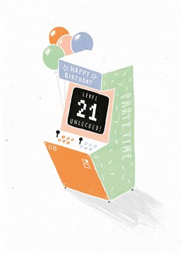 This fun, contemporary design is the perfect Scribbler card for a gamer to celebrate their 21st birthday.
