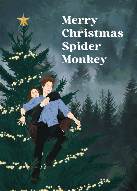 Twilight Christmas Card - Hold On Tight, Spider Monkey