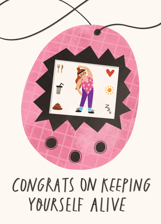 Funny Birthday Card - For Her - Tamagotchi