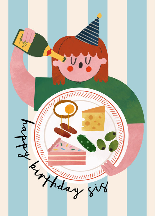 Prosecco And Picky Bits Sister Birthday Card