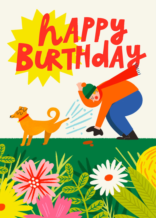 Funny Birthday Card - Dog - Paw Kicked