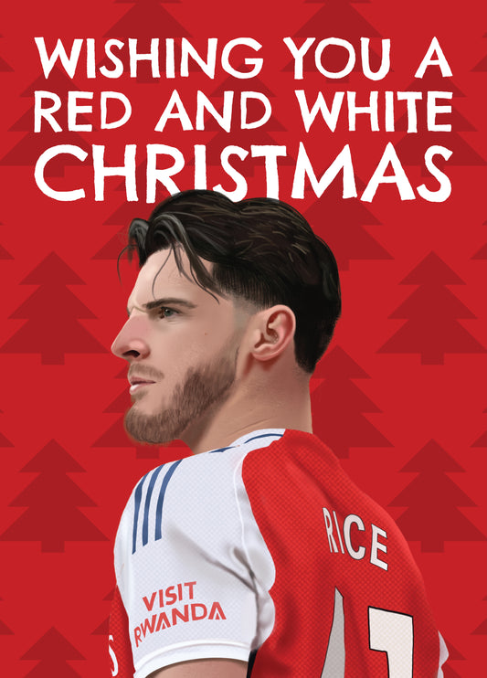 Funny Christmas Card - Declan Rice - Wishing You A Red And White Christmas