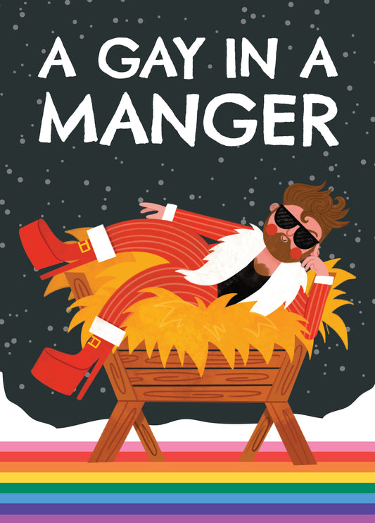 Funny Christmas Card - Gay In A Manger - Gay