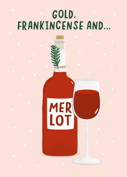 Merlot Pun Funny Christmas Card