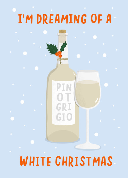 White Wine Pun Funny Christmas Card