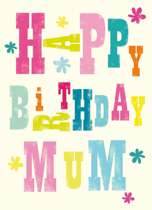 Colourful Type Mum Birthday Card