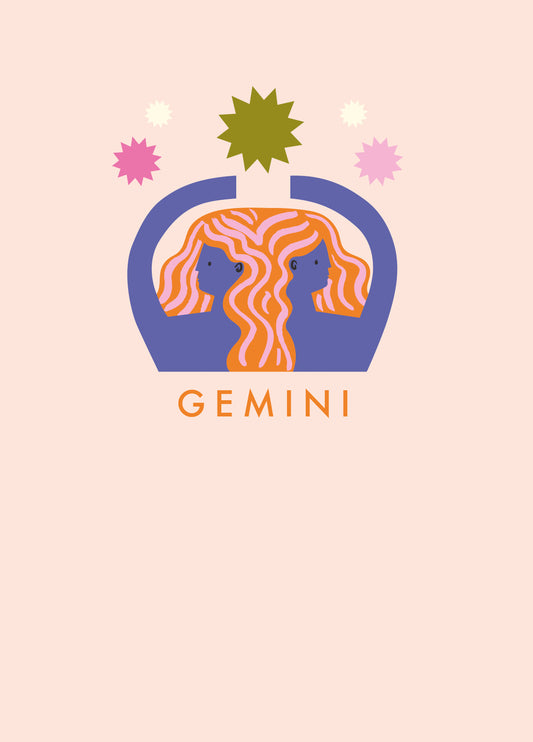 Gemini, Horoscope, Star Sign, Birthday Card