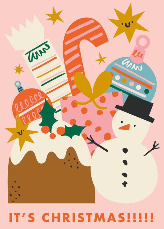 It's Christmas! Cute Holiday, Christmas Icons Greeting Card