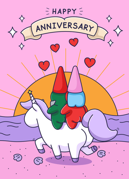 Sunset Beach - Cute Anniversary Card - Cheeky Bums