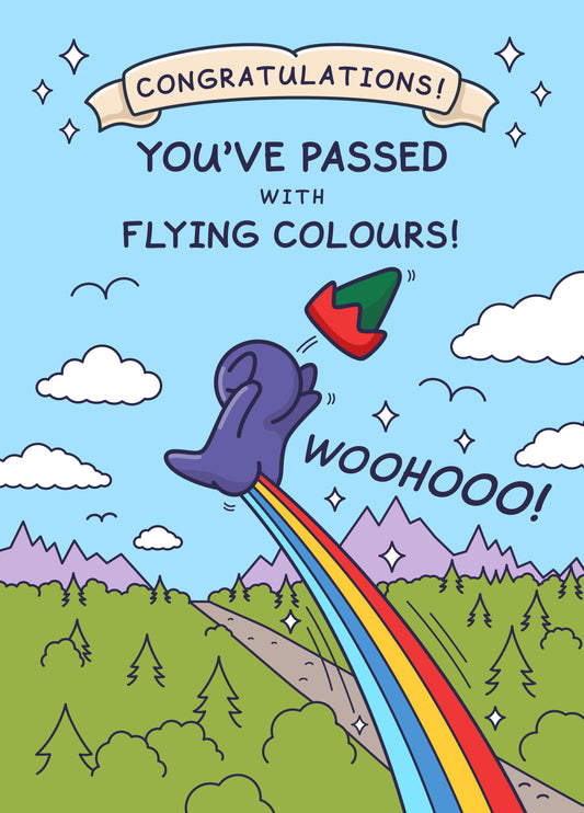 Funny Exam Congratulations Card - Passed With Flying Colours