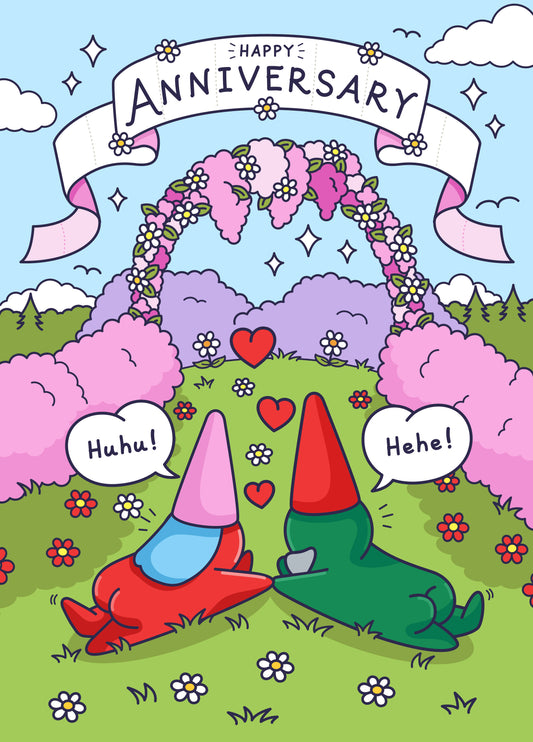 Happy Anniversary Card - Cheeky Couple In Love