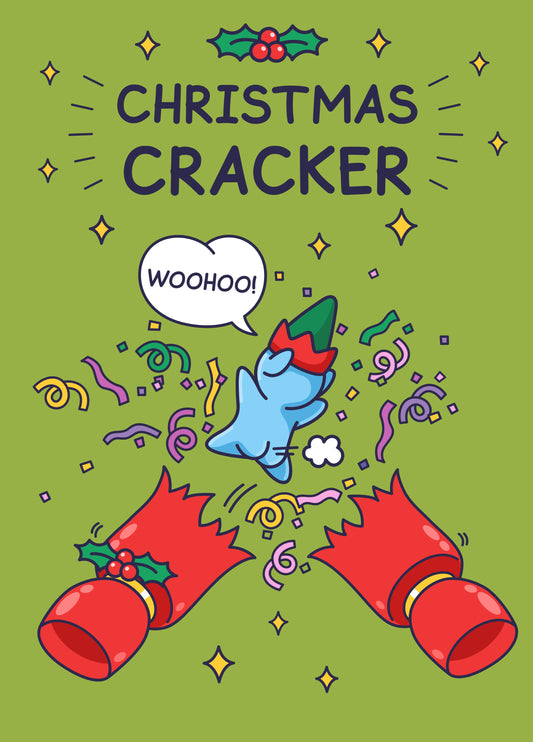Elf Christmas Cracker - Funny Christmas Card - For Kids