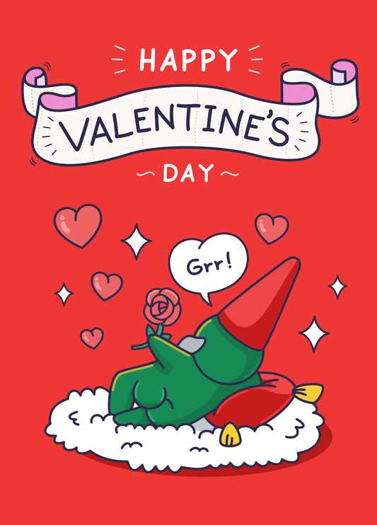 Happy Valentines Day Card - For Him - Sexy Lover With Rose