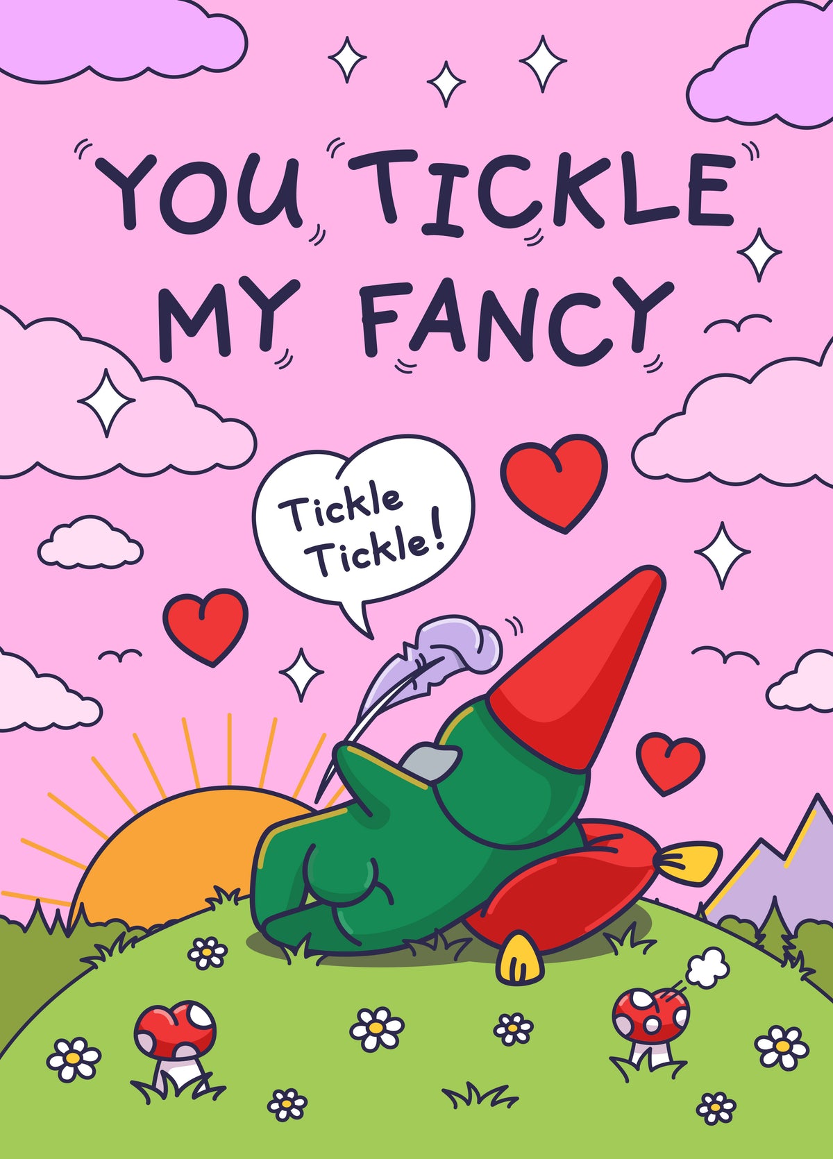 Funny Valentine’s Day Card - You Tickle My Fancy - Cute Bum
