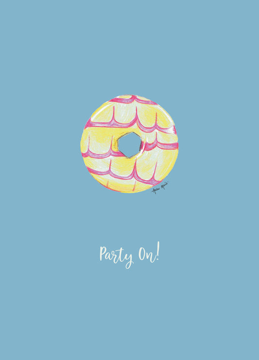 Party On Ring Biscuit Birthday Card