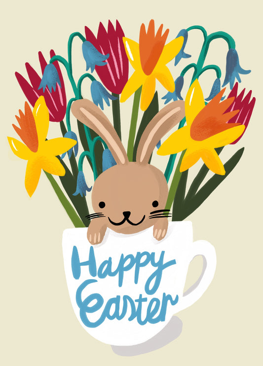 Happy Easter Bunny Cup Card