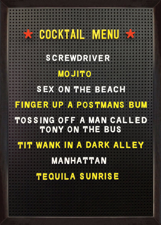 Cocktail Menu Card