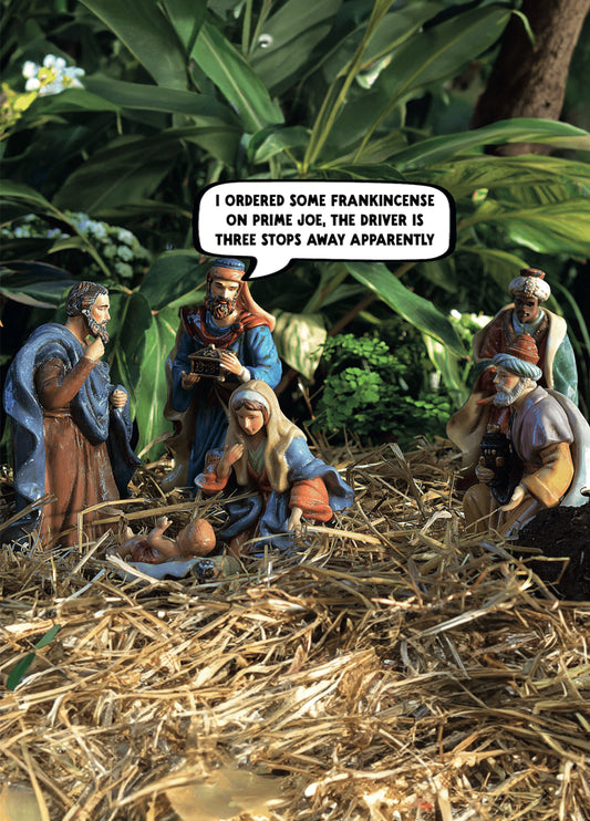 Funny Nativity Christmas Card - 'Prime'