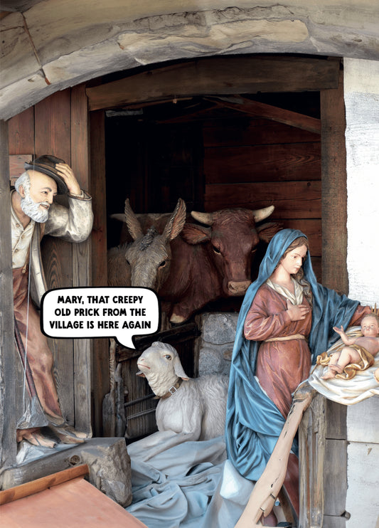 Funny Nativity Christmas Card - 'Creepy'