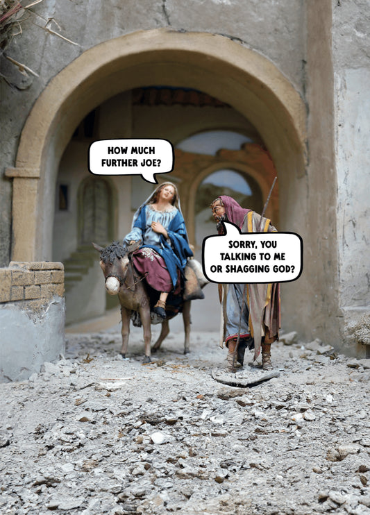 Funny Nativity Christmas Card - 'God'