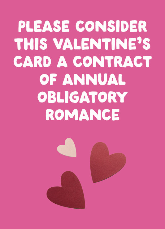 Funny Valentine's Card - 'Contract'