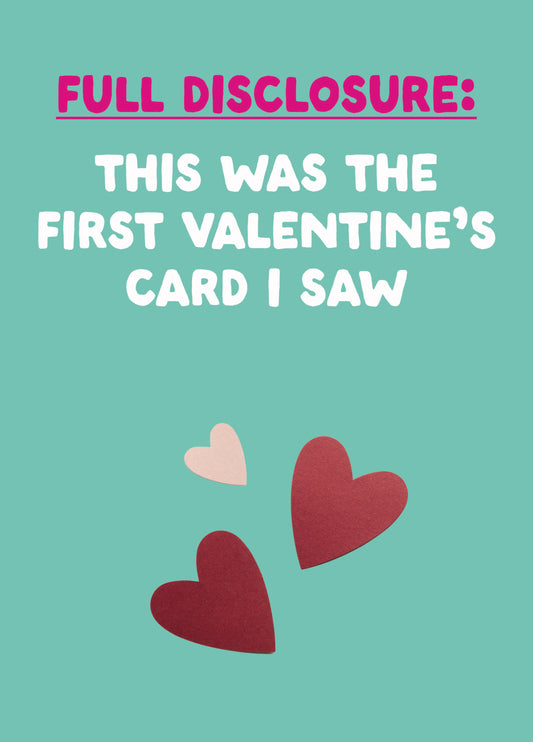 Funny Valentine's Card - 'First Card'