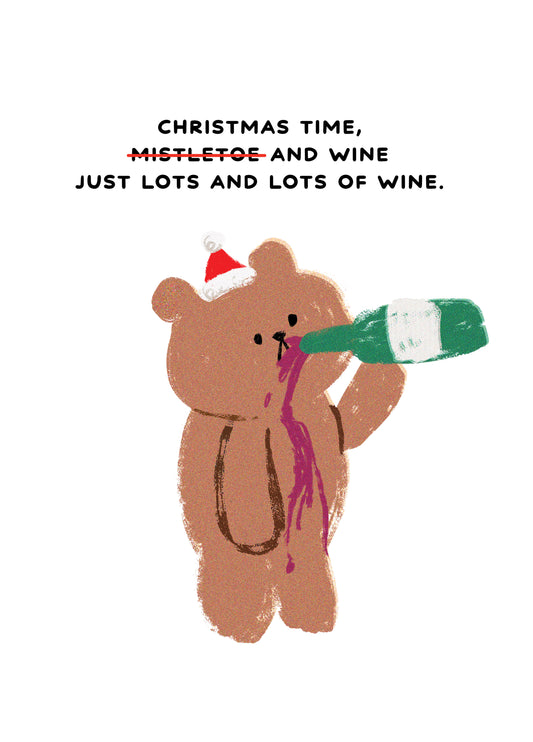 Christmas Time Wine Christmas Card