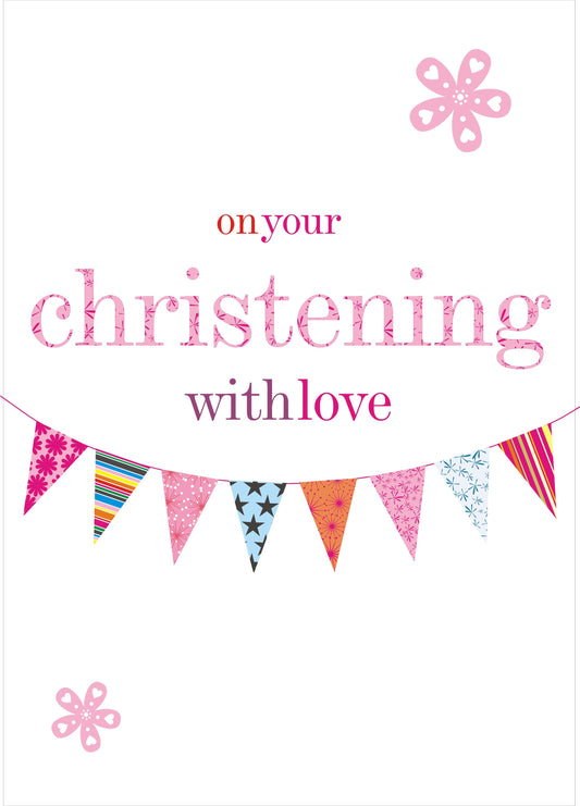 Bunting Christening Card