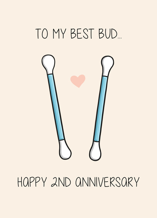 Happy 2nd Anniversary Card Cotton Card