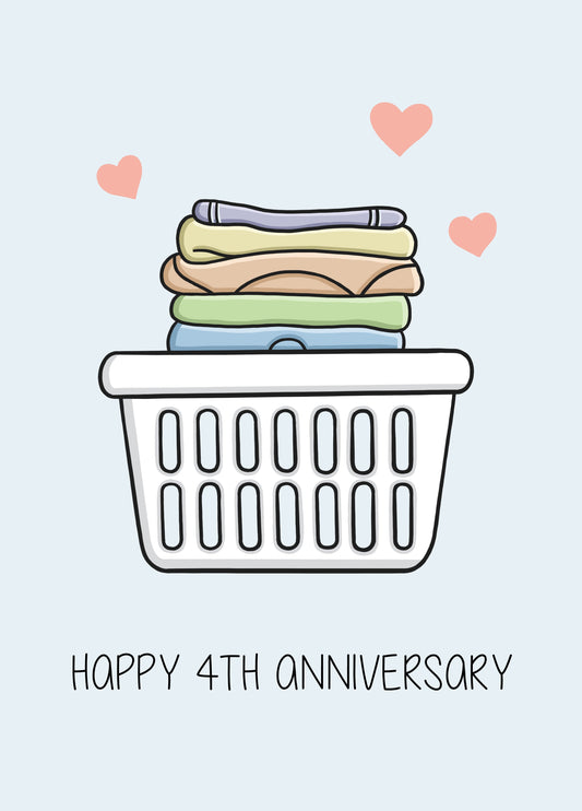 Happy 4th Anniversary Card Linen Card