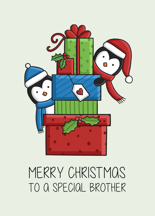 Christmas Penguin Special Brother Card