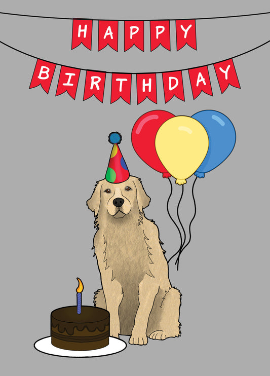 Happy Birthday Golden Retriever Card