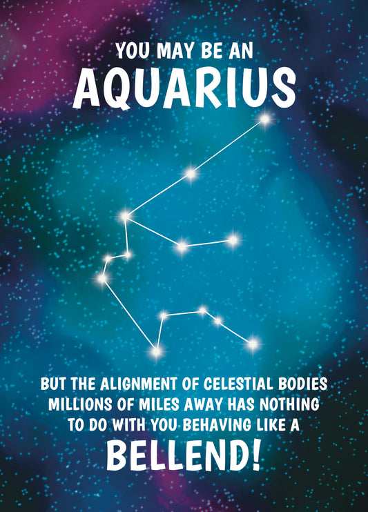 Funny Aquarius Birthday Card, Bellend Joke