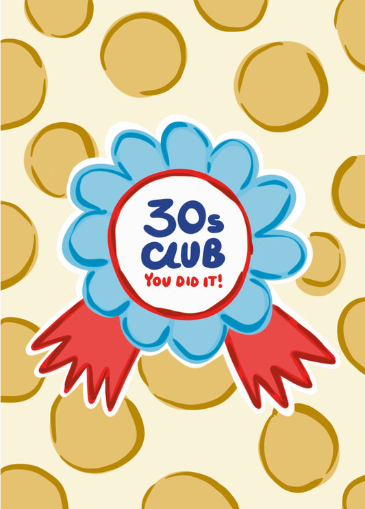 30 Club Birthday Card – Funny 30th Birthday Card For Him Or Her – Bold & Retro Design