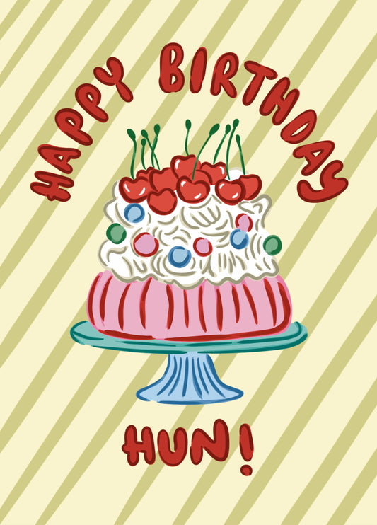 Happy Birthday Hun! Funny Vintage Cake Birthday Card